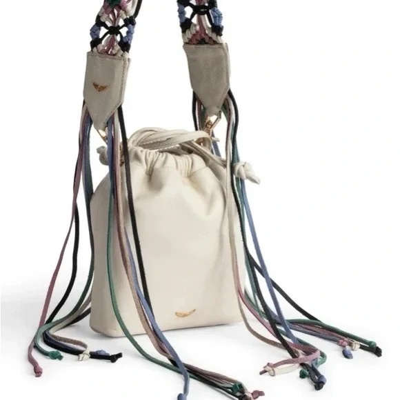 Zadig & Voltaire Rock to Go Cream Crossbody Bag with Multicolor Strap - Picture 2 of 11